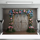 Lofaris Floral Arch Wooden Door Elegant Wedding Backdrop